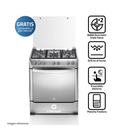 Cocina Indurama Firenze De Pie a Gas 5 Quemadores Croma