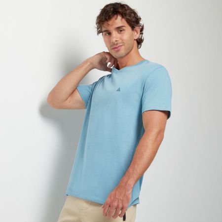 Polo Aereal Cuello Redondo Basico Solido  Acero Hombre   S