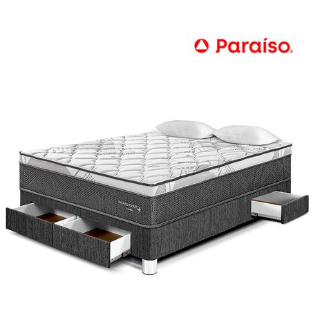 Cama Paraíso Pocket Star 2 Plz Con Cajones - Charcoal