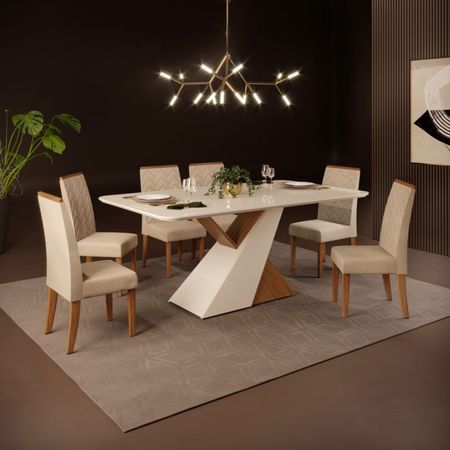 Juego De Comedor Carlota 6 Sillas Off White