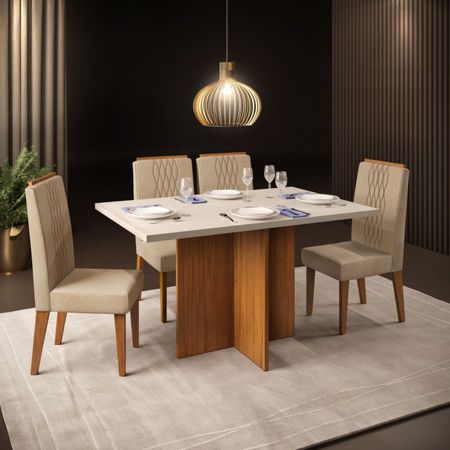 Juego de Comedor Diana 4 Sillas off white