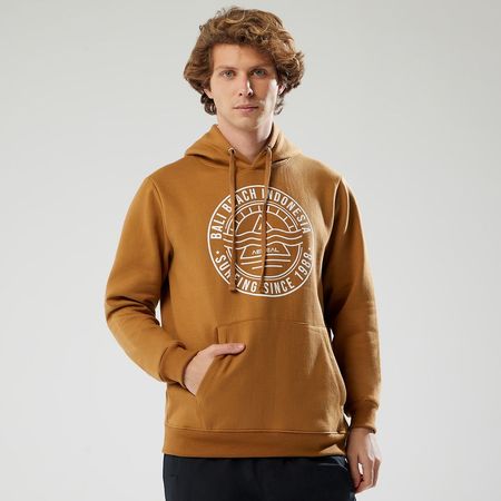 Polera Aereal Hoodie Print Hombre MOSTAZA XL