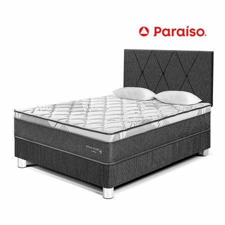 Dormitorio Pocket Star 2 Plazas Cabecera Loft + 2 Almohadas + 1 Protector Charcoal