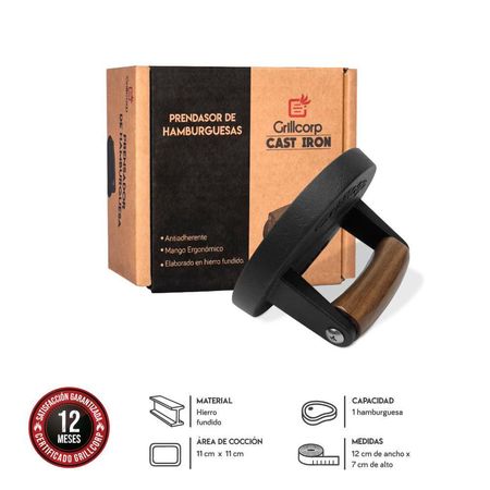 Prensador de Hamburguesa Hierro Fundido