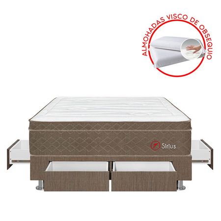Cama Sirius Con 4 Cajones 2 Plazas + 2 Almohadas + 1 Protector