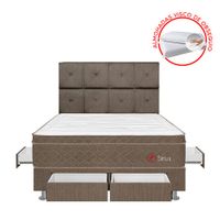 Dormitorio Sirius Con 4 Cajones 2 Plazas + Cabecera Kimiko + 2 Almohadas + 1 Protector