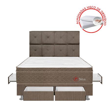 Dormitorio Sirius Con 4 Cajones 2 Plazas + Cabecera Kimiko + 2 Almohadas + 1 Protector