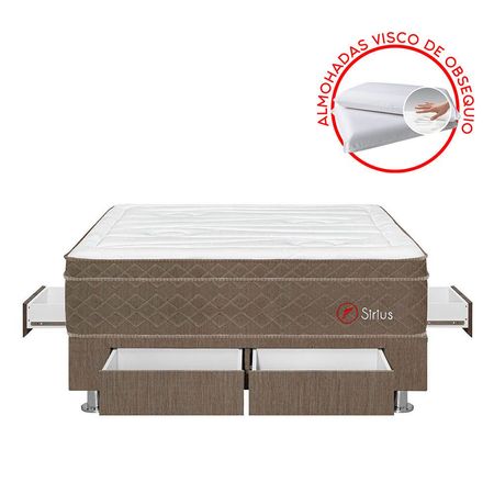 Cama Sirius Con 4 Cajones Queen + 2 Almohadas + 1 Protector