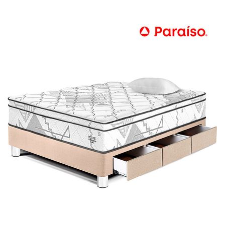 Cama Pocket Advance 1.5 Plazas con Cajones Champagne