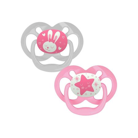 Chupones Dr Browns Set De 2 Advantage Brilla En La Oscuridad 6 A 18M Rosa Y Gris Estrella