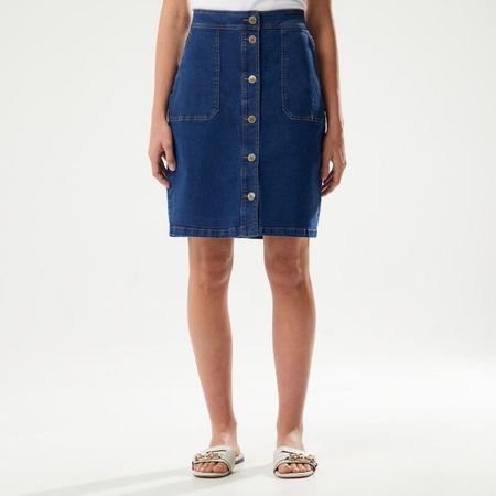 Falda Corta Mujer Botones Zafin  AZUL M