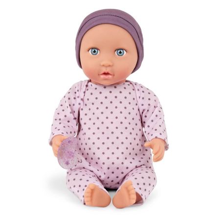 Muñeco Bebé Con Gorro Lila Y Ojos Azul Lullababy