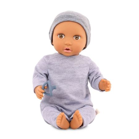 Muñeco Bebé Con Buzo Gris Y Ojos Marron Lullababy