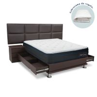 Dormitorio Sofia Cajones Gravity 2 Plazas + 2 Almohadas + Protector