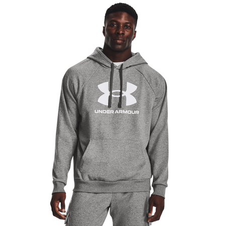 Polera Deportiva Under Armour Para Hombre Hoodie Rival Fleece Logo 1379758-025 Plomo Talla S