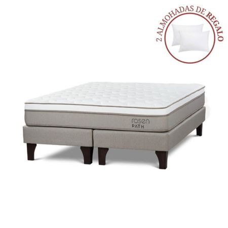 Cama Europea Path King Niebla + 2 Almohadas