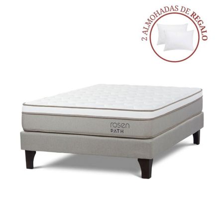 Cama Europea Path 2 Plazas Niebla + 2 Almohadas