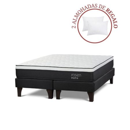 Cama Europea Path King Grafito + 2 Almohadas