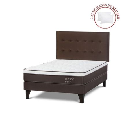 Dormitorio Europeo Path 2 Plazas + Respaldo West + 2 Almohadas Café