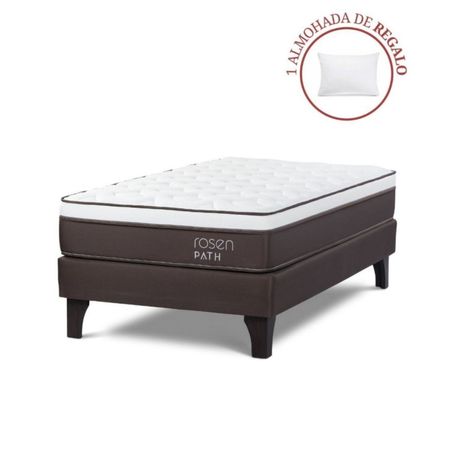 Cama Europea Path 1.5 Plazas Café + 1 Almohada