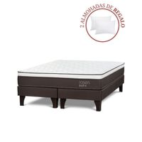 Cama Europea Path Queen Café + 2 Almohadas