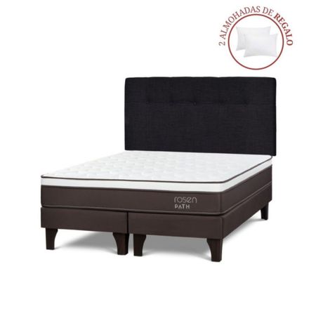 Dormitorio Europeo Path King + Respaldo N Bennet + 2 Almohadas Café