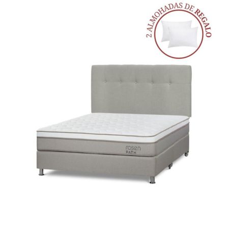 Dormitorio Path Queen + Respaldo N Bennet + 2 Almohadas Natural