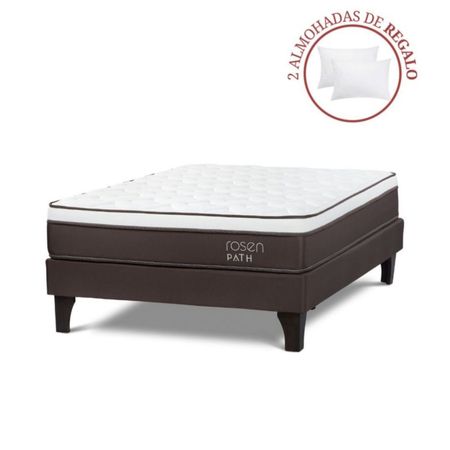 Cama Europea Path 2 Plazas Café + 2 Almohadas