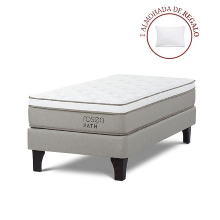 Cama Europea Path 1 Plaza Niebla + 1 Almohada