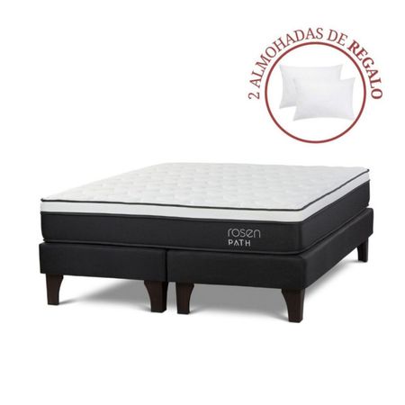 Cama Europea Path Queen Grafito + 2 Almohadas