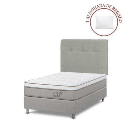 Dormitorio Path 1.5 Plazas + Respaldo N Bennet + 1 Almohada Natural