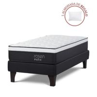 Cama Europea Path 1 Plaza Grafito + 1 Almohada