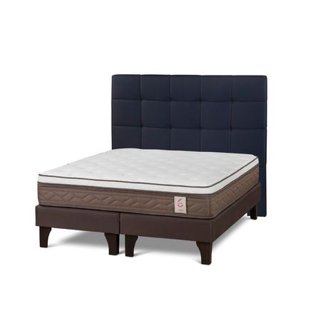 Dormitorio Europeo NS6 Queen + Respaldo Issey Azul