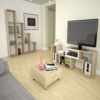 Mesa de TV Extensible 40"" + Biblioteca Escalera + Mesa De Centro - Rovere