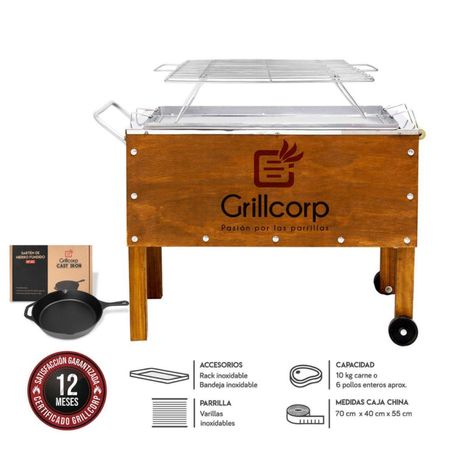 Caja China Mediana Premium + Parr Varillas Inoxidables + Sarten N30