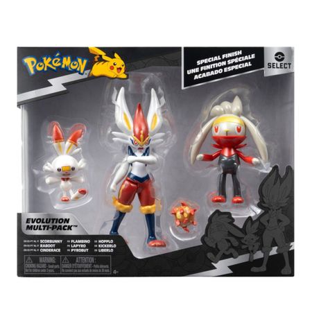 Figura Pack X3 Pokemon Evolucion Scorbunny