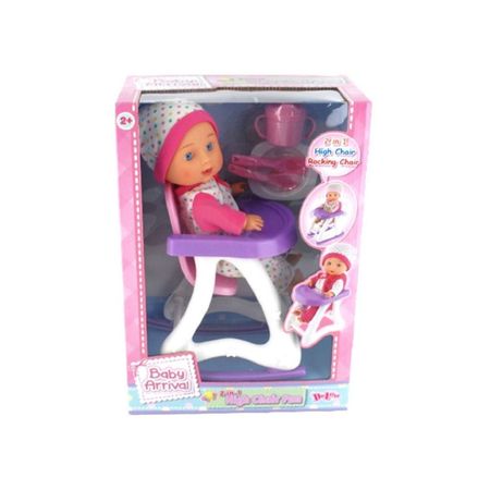 Muñeca Deluxe Con Silla De Comer Fucsia 30 Cm