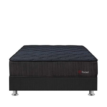 Cama Americana Forli Pocket Negro 2 Plazas + 2 Almohadas + 1 Protector