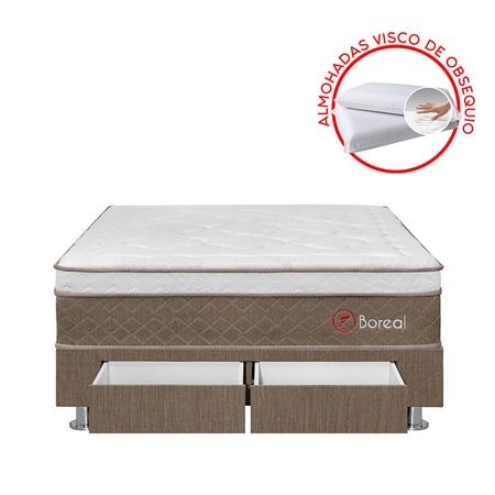 Cama 2 Cajones Boreal Pocket SS Queen + 2 Almohadas + 1 Protector