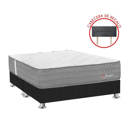 Cama Americana Forli Pocket Queen + 2 Almohadas + 1 Protector
