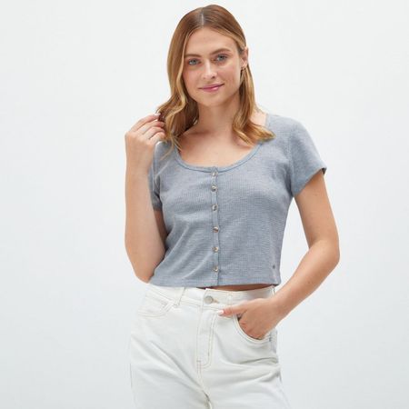 Polo Amc Mujer Manga Corta Waffi  GRIS M
