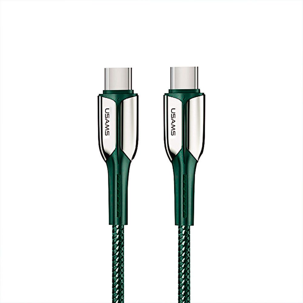 Cable Celular Type-C a Type-C 100W PD 1.2m Tejido Verde