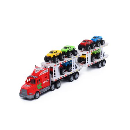 Camión De Fricción Motor Xtreme Set De Juego Con 8 Autos Rojo