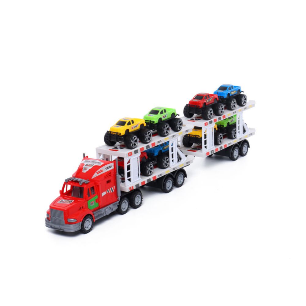 Camión De Fricción Motor Xtreme Set De Juego Con 8 Autos Rojo