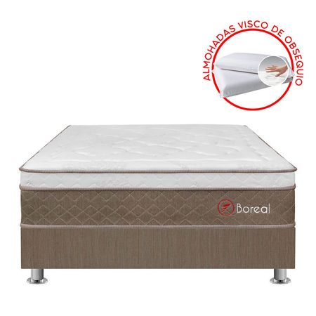 Cama Americana Boreal Pocket SS Queen + 2 Almohadas + 1 Protector