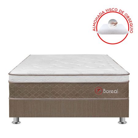 Cama Americana Boreal Pocket SS 1.5plz + 1 Almohada + 1 Protector