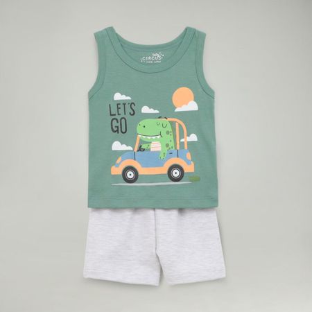 Conjunto Para Bebe Niño Baby Circus Cj Sh Bvd Verde Pistacho Talla 9M