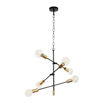 Lampara Milano Negro Con Bronce 6 Luces E27