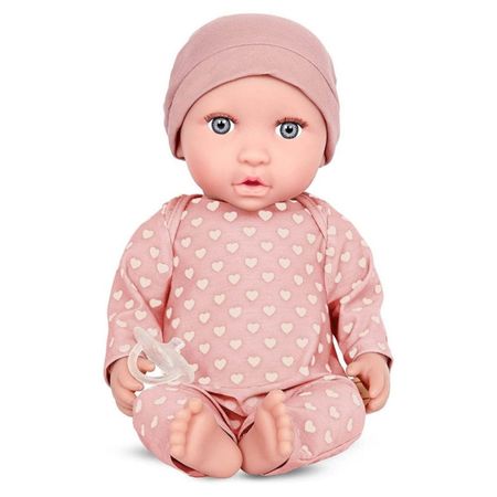 Muñeca Lullababy Bebé Gorro Rosa Y Ojos Celestes