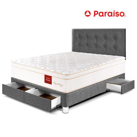 Juego de Dormitorio Paraíso Royal Prince con cajones 2 Plazas + 2 almohadas viscoelásticas